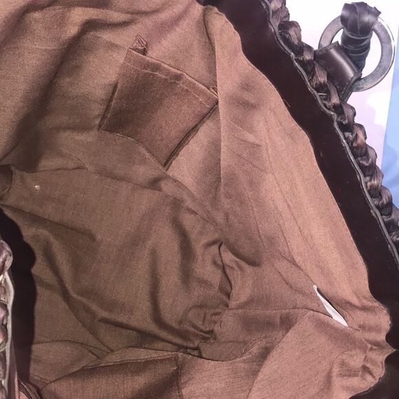 OVERSIZED WOVEN SHOULDER PURSE VINTAGE 100% STRAW BROWN WOMAN BAG - Picture 14 of 15